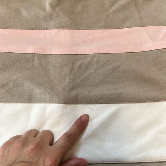 NWT TOMMY HILFIGER | Pink Beige Striped Scuba Sheath Dress 10 - Picture 7 of 11